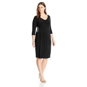 New! ALEX EVENINGS Women's Applique Embellished Waist Black Dress Size 12
